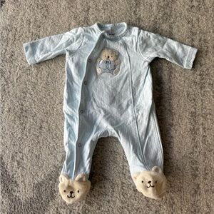 Little Me Light Blue Bear Footie Onesie